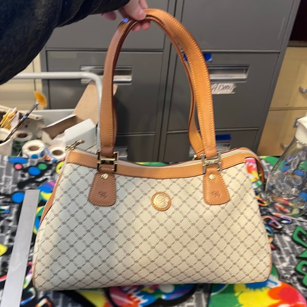 Rioni Italian Leather Purse Cream & Tan